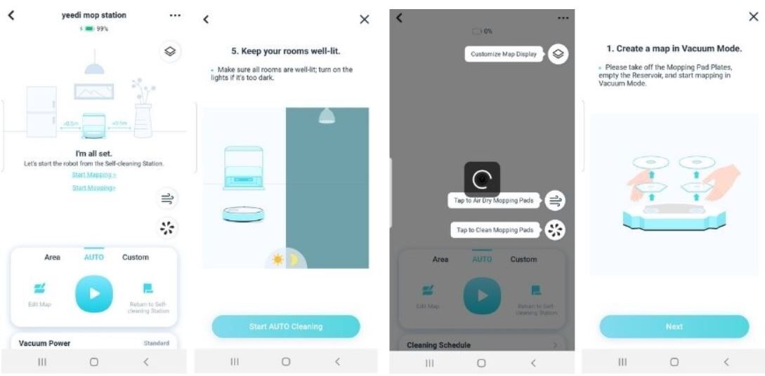 Советы по использованию отображаются в приложении Yeedi Арр